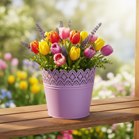 Série de pots à fleurs en métal galvanisé de couleur vive, pots creux en métal pour la décoration de la maison et du jardin