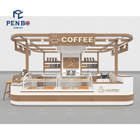 Kiosque à café design 2025 en bois pour centre commercial, boulangerie et café