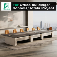 Table de conférence modulaire haut de gamme écologique en bois grainé pour 12 personnes, mobilier de bureau moderne pour la formation des employés