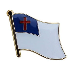 Badge drapeau chrétien en alliage de zinc pour la décoration de vêtements, procédé de goutte de colle, artisanat métallique - Product Image 1