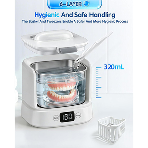 Nuevo Producto Limpiador Dental Ultrasónico Multifuncional de 320 ml con 5 Modos y Luz UV para Retenedores y Protectores Bucales Nocturnos - Product Image 3