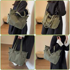 Sac fourre-tout en velours côtelé pour femme, multi-compartiments, fermeture éclair, sac à bandoulière hobo, sac bandoulière pour le shopping, les voyages, le travail, les fêtes - Product Image 6