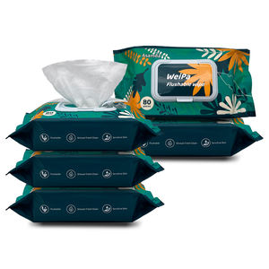 Fabrika Fiyatı 80 Yapraklık Paket Saf Su İle Atılabilen Islak Mendil Büyük Paket Temizlik İçin Erkek Kadın Ev Tipi Islak Tuvalet Kağıdı - Product Image 1