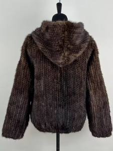 <span class=keywords><strong>Abrigo</strong></span> <span class=keywords><strong>de</strong></span> Punto Holgado con Solapa y Doble Botonadura, Estilo Casual, Sensación Suave, <span class=keywords><strong>Piel</strong></span> <span class=keywords><strong>de</strong></span> Conejo Otter, Precio al por Mayor - Product Image 5