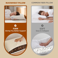 Oreiller en coque de sarrasin de Tartarie réglable - Housse 100% coton biologique, soutien cervical ferme et hauteur personnalisable pour un sommeil profond