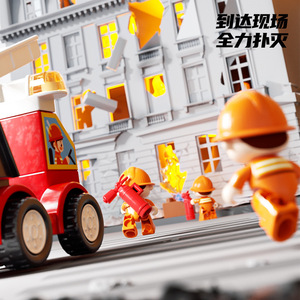 เฟเล่ บล็อกตัวต่ออนุภาคขนาดใหญ่ชุดนักดับเพลิง 100-200 ชิ้นของเล่นเพื่อการศึกษาสำหรับเด็กอายุ 4-7 ปี - Product Image 1