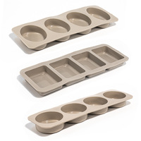 Moule à savon carré ovale lisse en silicone fait main à 4 cavités pour mousse, gâteau et gelée, outils de pâtisserie, moules jetables AFJJC08701