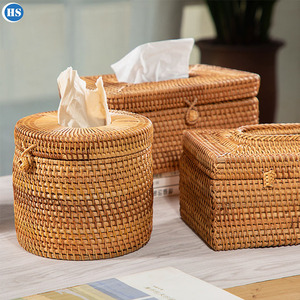 Best Selling Vietnamese Rattan Tissue Box Cover Paper Box Tissue Holder for Decor