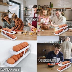 Rolldown Egg Dispenser Refrigerator Egg Holder Double Layer Rolling Egg Rack Dispenser Freshable Storage <strong>Container</strong> <strong>Box</strong> - Product Image 6