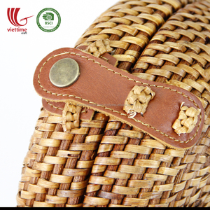 Nueva Bolsa redonda de ratán Natural con tela en el interior según lo solicitado, venta al por mayor - Product Image 5