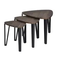 Mesa de 3 patas de metal, diseño triangular, color negro