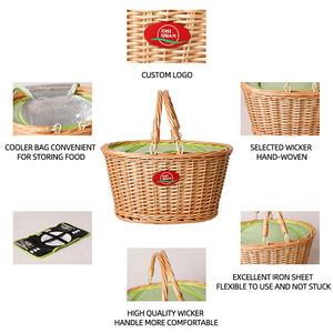ZHIQUAN الملونة الخوص الصفصاف الروطان سلة مصغرة هدية شراء مقبض سلة النزهة مجموعة سلة التخزين مع حقيبة للحفاظ على البرودة لمدة 4 - Product Image 5