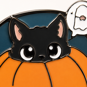 Vente en gros fabricant : Souvenir de fête d'Halloween moderne et mignon en émail métallique noir personnalisé, motif citrouille - Product Image 2