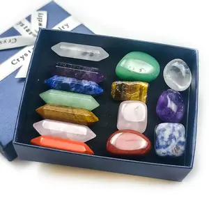 Luxury 7 Chakra Crystal Gift Set Irregular Hexagonal Column Gemstone Yoga Energy Natural Stone