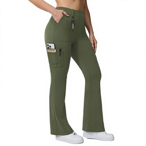 Pantalones Cargo Elásticos para Mujer OEM/ODM, Cintura Alta, Corte Bootcut, 6 Bolsillos, Suaves, para Yoga, Casual de Negocios, Ecológicos, de Lona 202 - Product Image 2