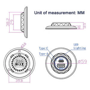 Montaje en Panel plano redondo Dual Usb carga rápida <span class=keywords><strong>3</strong></span>,0 puerto y Pd Usb C enchufe de cargador de coche 12V salida Usb para coche barco camión marino - Product Image 3