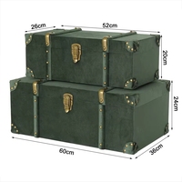 2er-Set Luxuriöse Vintage-Koffer Grüne Holz-Aufbewahrungsboxen im Antik-Stil mit Bronze-Accessoires