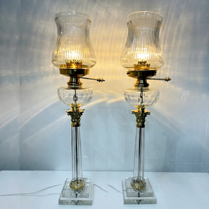 Lámpara de aceite de vidrio cónico con base de latón y pantalla transparente, accesorio de iluminación para decoración del hogar - Product Image 3