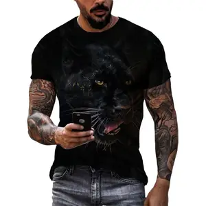 Fashion Popular New Panther Graphic T-shirts Summer Custom Tshirt Design 3D Animal Printing O-neck Tees Tops
