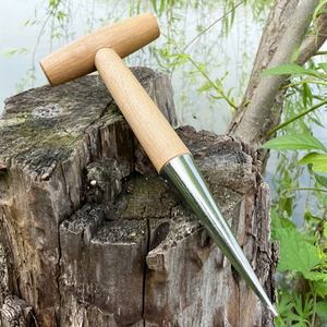Herramienta de jardín metálica al por mayor con mango de madera, sembrador manual para siembra de semillas, trasplante de plantas, plantación de bulbos y excavación - Product Image 2