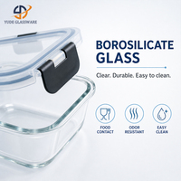 Boîte à lunch en verre borosilicate écologique, compatible micro-ondes, avec couvercle hermétique