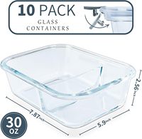 Boîtes de Conservation Alimentaire en Verre de 1 L, Contenants Repas Préparés en Verre avec Couvercles, Bentos de Déjeuner Hermétiques en Verre