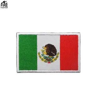 Parche bordado con la bandera de México, emblema táctico nacional, parche bordado para abrigos y suéteres