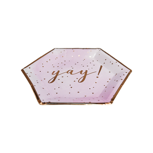 Assiettes en papier hexagonales roses avec logo personnalisé doré - <span class=keywords><strong>Vaisselle</strong></span> <span class=keywords><strong>jetable</strong></span> pour fêtes d'<span class=keywords><strong>anniversaire</strong></span> et célébrations pour filles - Product Image 3