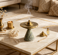 Brûleur d'encens de luxe en marbre vert, Mabkhara Bakhoor fait main, brûleur de Bakhoor en pierre naturelle, porte-oud pour la décoration de salon et de maison