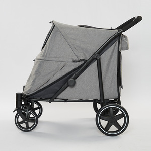 Pet Stroller Large Dog 40kg Capacity Foldable Metal <b>Frame</b> Gray Color - Product Image 2