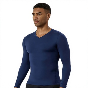 Custom Men's Gym Performance Shirt Manufacturer Compression Fitness Apparel Premium Cotton <b>Polyester</b> Embroidery Custom Branding - Product Image 1