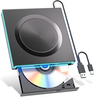 Grabadora de DVD Externa RGB 8X 24X, Lector de CD/DVD de Alta Velocidad con USB 3.0 para Laptop