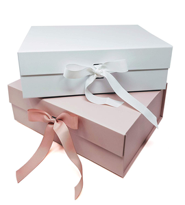 Caja de Regalo Plegable de Papel Blanco/Rosa Personalizada HENGXING, Caja de Embalaje de Lujo con Cinta y Logotipo Personalizado - Product Image 1