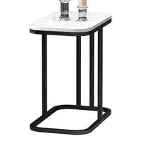 Nórdico Simple mármol constante de marco de Metal negro esquina mesa de mesas de café pequeña plaza mesas para la sala moderno