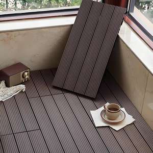 Suelo WPC 30*60*2.3cm, Diseño de Veta Diagonal, Color Café Oscuro, Madera Plástica Compuesta, Sistema de Ensamblaje DIY, para Exteriores y Hogar - Product Image 1