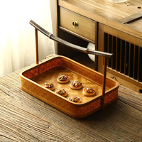 Panier de service en bambou naturel tissé à la main avec poignée, plateau en bambou multi-formes, organisateur tissé écologique, décoration d'intérieur de style chinois
