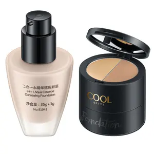 2-in-1 Water ssence Base Face Liquid Foundation Cream Full Coverage Concealer Oil-control Easy to Wear Soft Face Nude Makeup