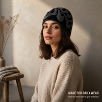 Bonnet en tricot jacquard bicolore personnalisé, sans revers, style dôme, bonnet de luxe pour l'hiver, pour hommes et femmes, vente en gros, bonnets de créateur