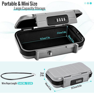 Tùy Chỉnh OEM Mini An Toàn Kết Hợp Khóa Với Có Thể Tháo Rời Dây Dây Không Thấm Nước Chống Trộm Hộp An Ninh Màu Xám - Product Image 3