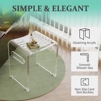 Banc de douche moderne en acrylique transparent avec boucles en silicone antidérapantes