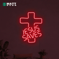 Letrero de Neón Personalizado con la Frase 'Jesús Salva', Letrero de Neón LED Regulable con la Imagen de Jesús para Decoración de Paredes, Arte, Habitaciones y Hogar