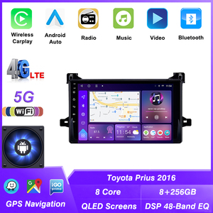 Radio para Auto <span class=keywords><strong>Toyota</strong></span> <span class=keywords><strong>Prius</strong></span> XW50 2015 2016 2017 2018 2019 2020 Reproductor Multimedia de Video Carplay Pantalla Táctil RDS <span class=keywords><strong>5G</strong></span> Wifi - Product Image 3