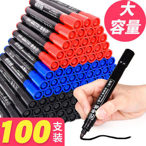 Oil-Based Marker Pen 100 Pack Permanent Ink Black <b>Red</b> Blue For Logistics Express Delivery - Product Image 1