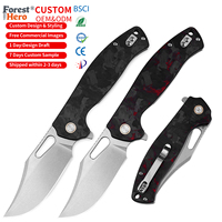 Couteau pliant tactique de survie pour le camping, lame OEM D2, manche en fibre de carbone, usine certifiée BSCI, performance de coupe stable, EDC