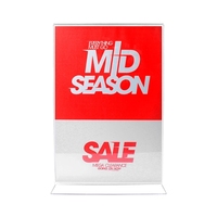 Présentoir en acrylique personnalisé en forme de T et porte-étiquette de prix double face + tableau de menu de bureau pour comptoir, restaurant/vente au détail