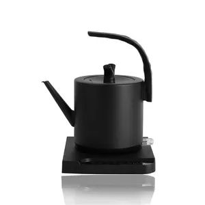 Rts 1L xách tay trà cà phê nồi thép không gỉ retro cổ ngỗng điện Pour-Over Ấm đun nước màu đen Ấm đun nước điện