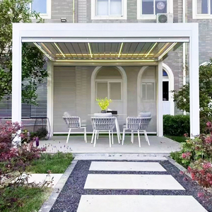 Pérgola Eléctrica Impermeable Ecológica de Aluminio, Gazebo Moderno con Techo de Láminas Ajustables <span class=keywords><strong>para</strong></span> Balcón, Uso en Exteriores, Personalizable - Product Image 3
