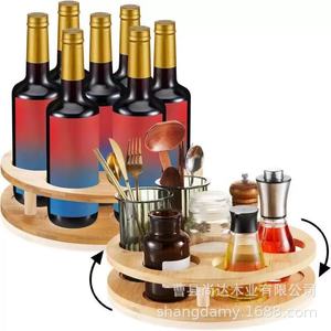 Estante de almacenamiento de madera para café y sirope, estante de vino de escritorio con múltiples compartimentos, estante giratorio de madera maciza para vino de cocina - Product Image 1