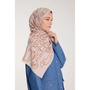 Pure Tone Silk <b>Scarf</b> <b>Square</b> Marginal Pattern Stone Terracotta Digital Printing Women Multi Functional - Product Image 4