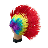 Perruque synthétique Mohawk arc-en-ciel tendance pour femmes, postiche doux et effiloché pour fêtes et cosplay